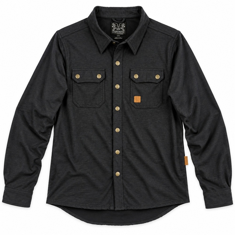 Chromag Long Sleeve Snap Button Shirt Mens M Charcoal Grey Technical Stretch